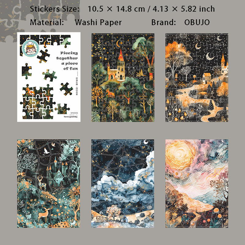 5 Sheets Puzzle Theme DIY Stickers PCLQ