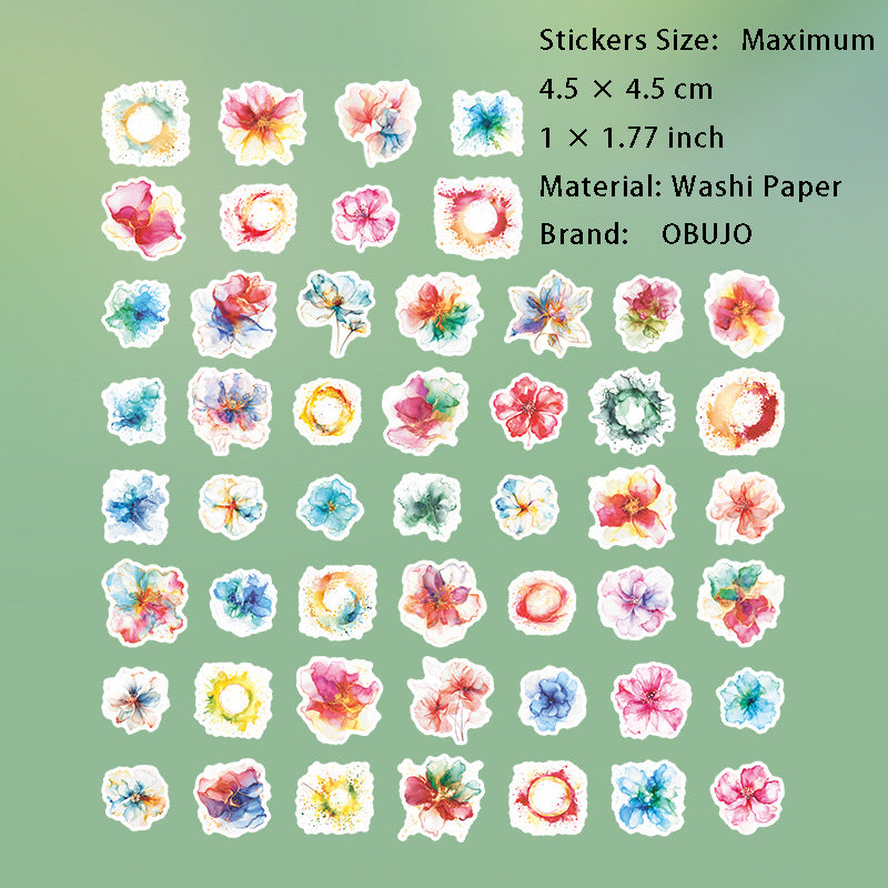 50 Pcs Watercolor Stickers SCYLH