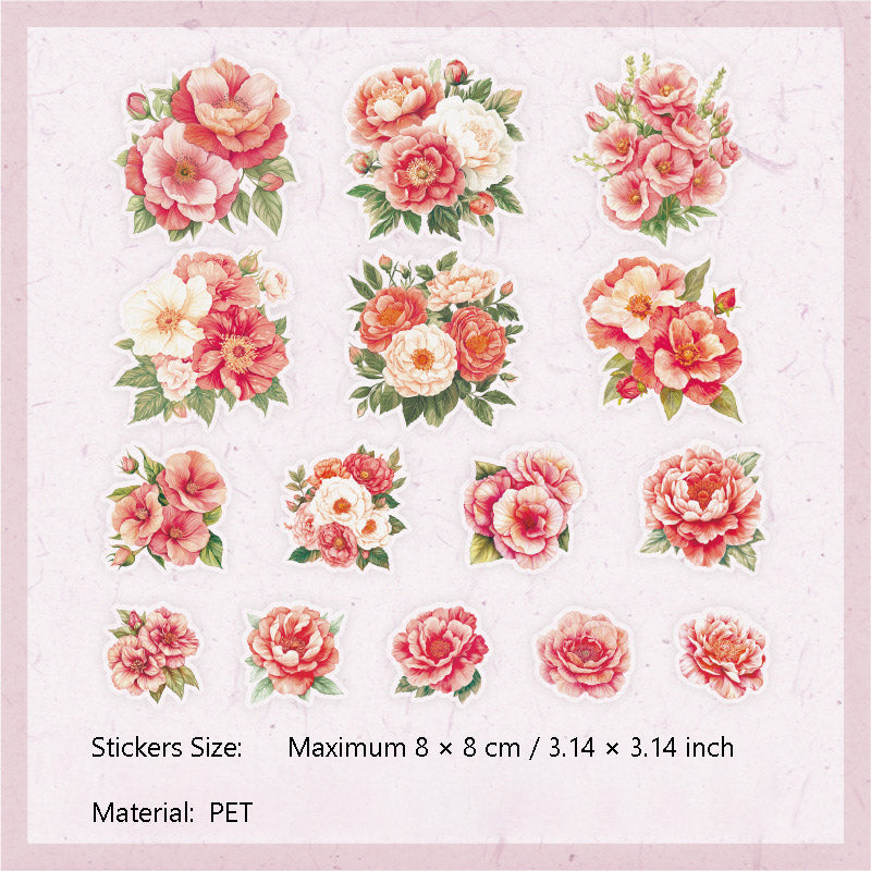 15 Pcs Seasonal Flower PET Stickers SJFH