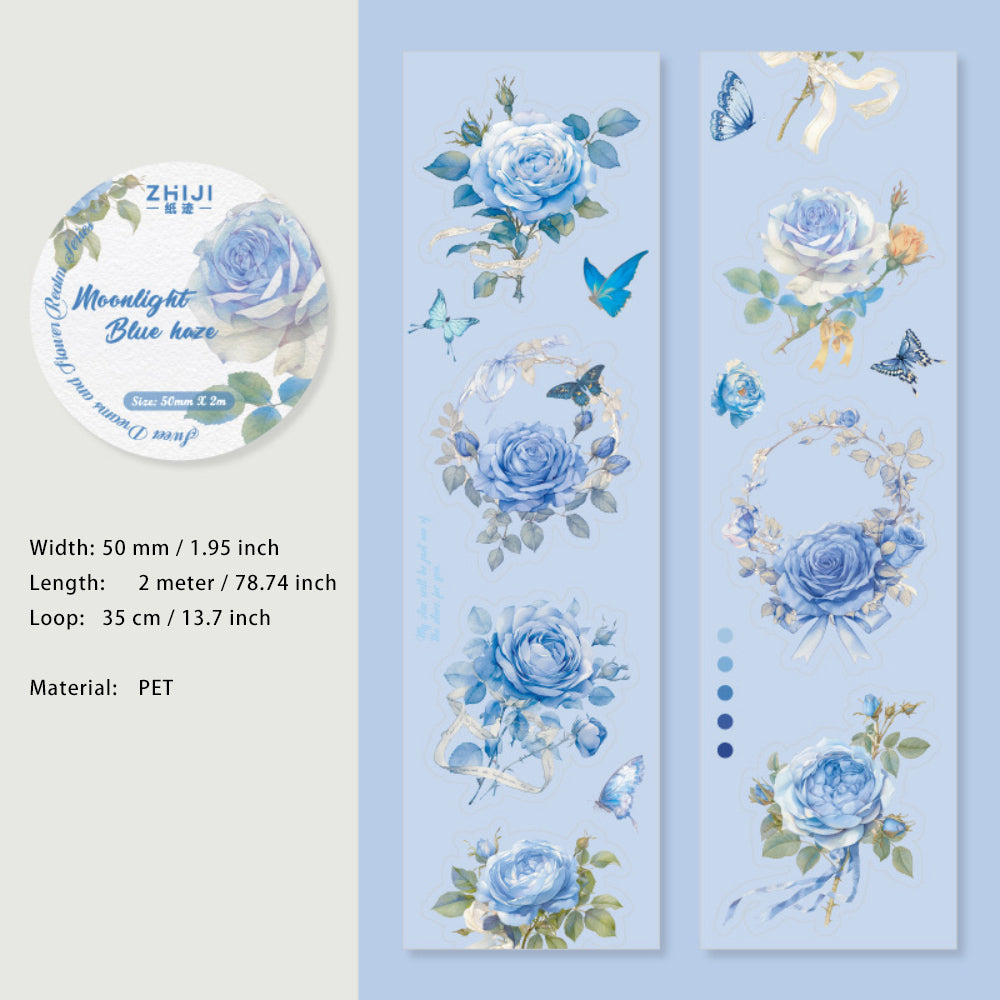 1 Roll Diecut Flower PET Stickers Tape QMHJ