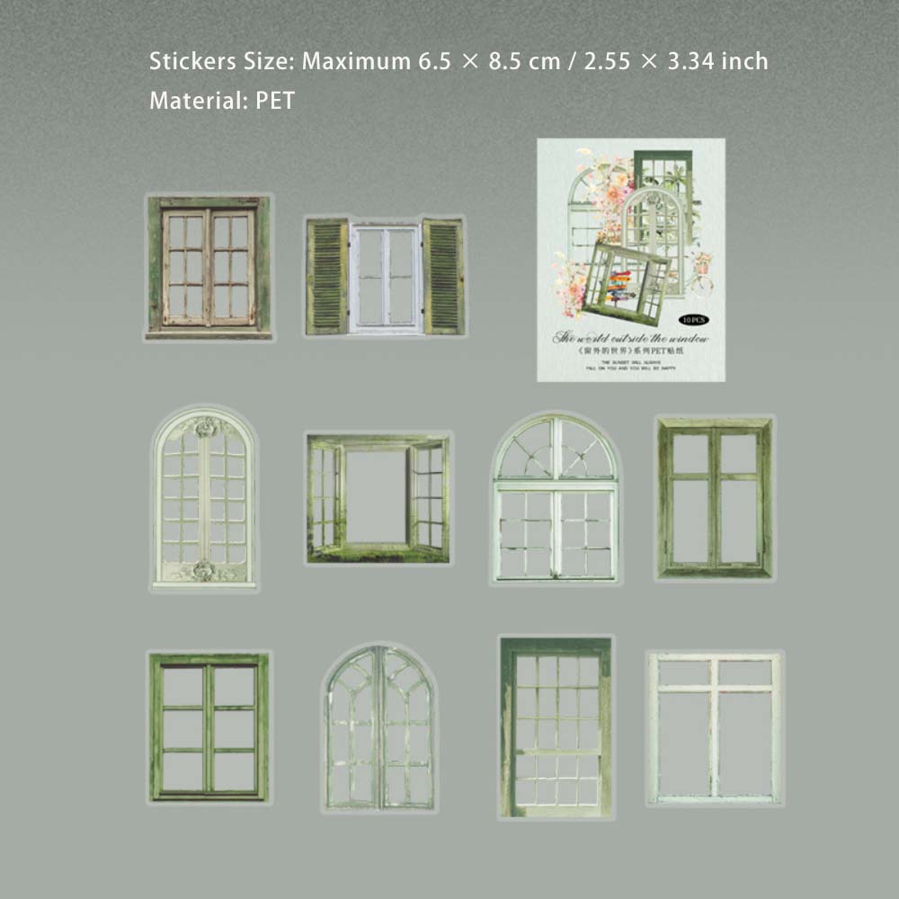 15 Pcs Windows PET Stickers CWDSJ