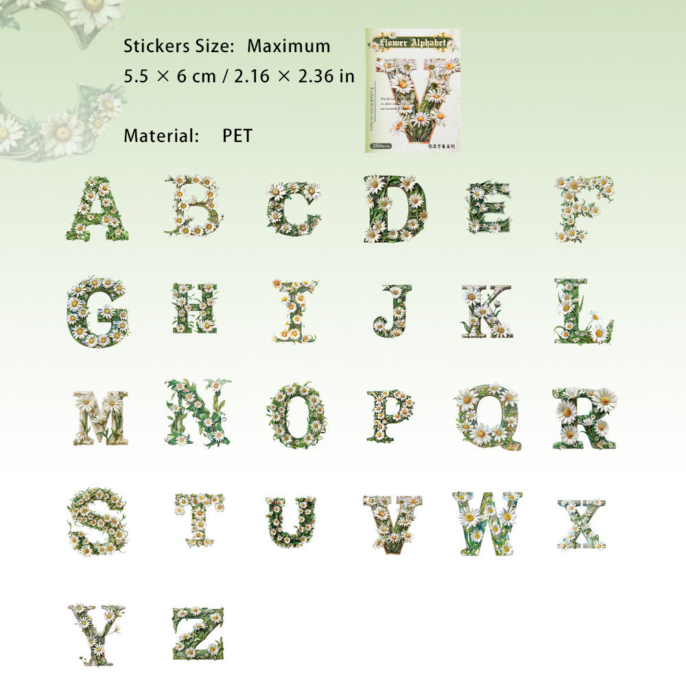 26 Pcs Alphabet Letter PET Stickers HYZJ