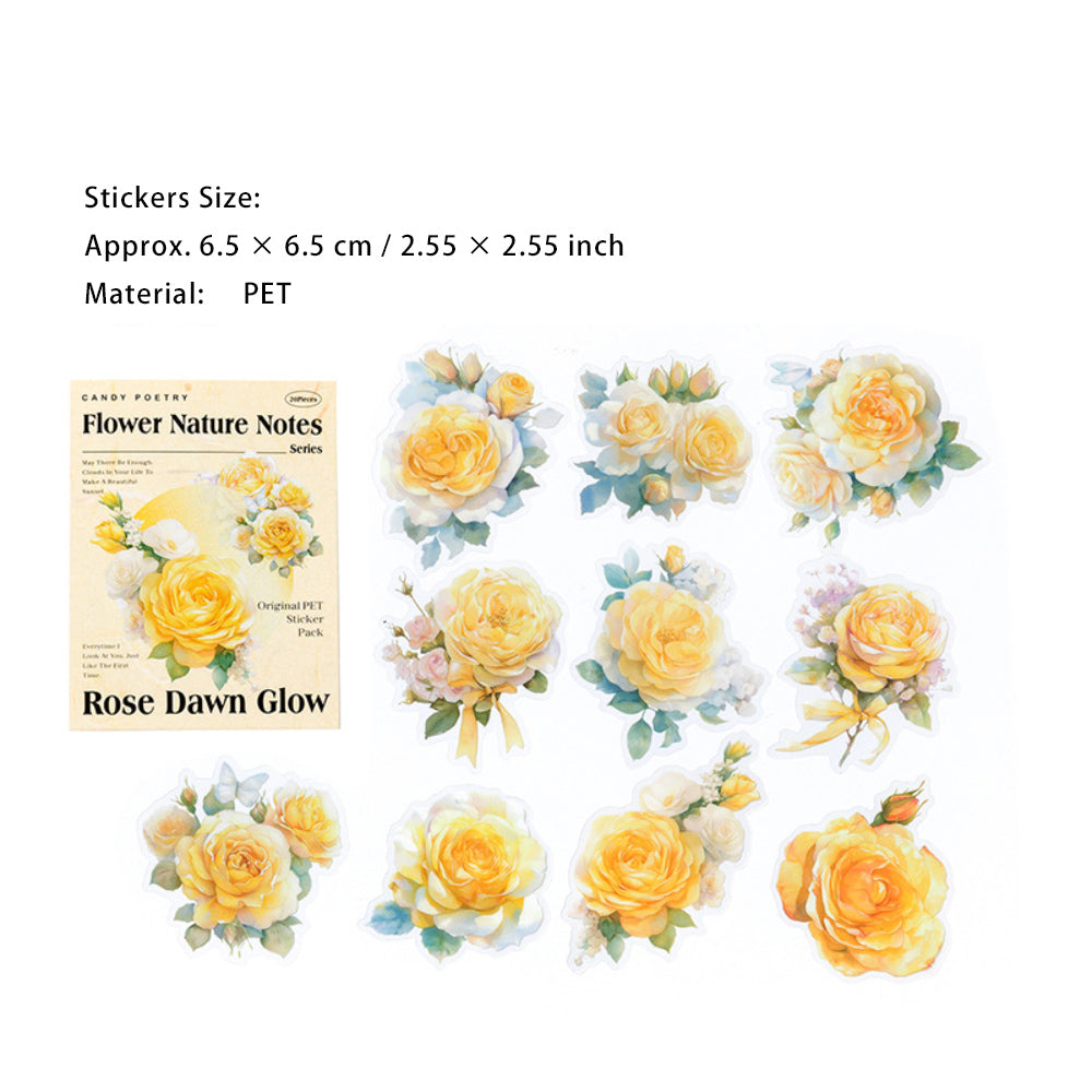 20 Pcs Flower PET Stickers HHZRSZ