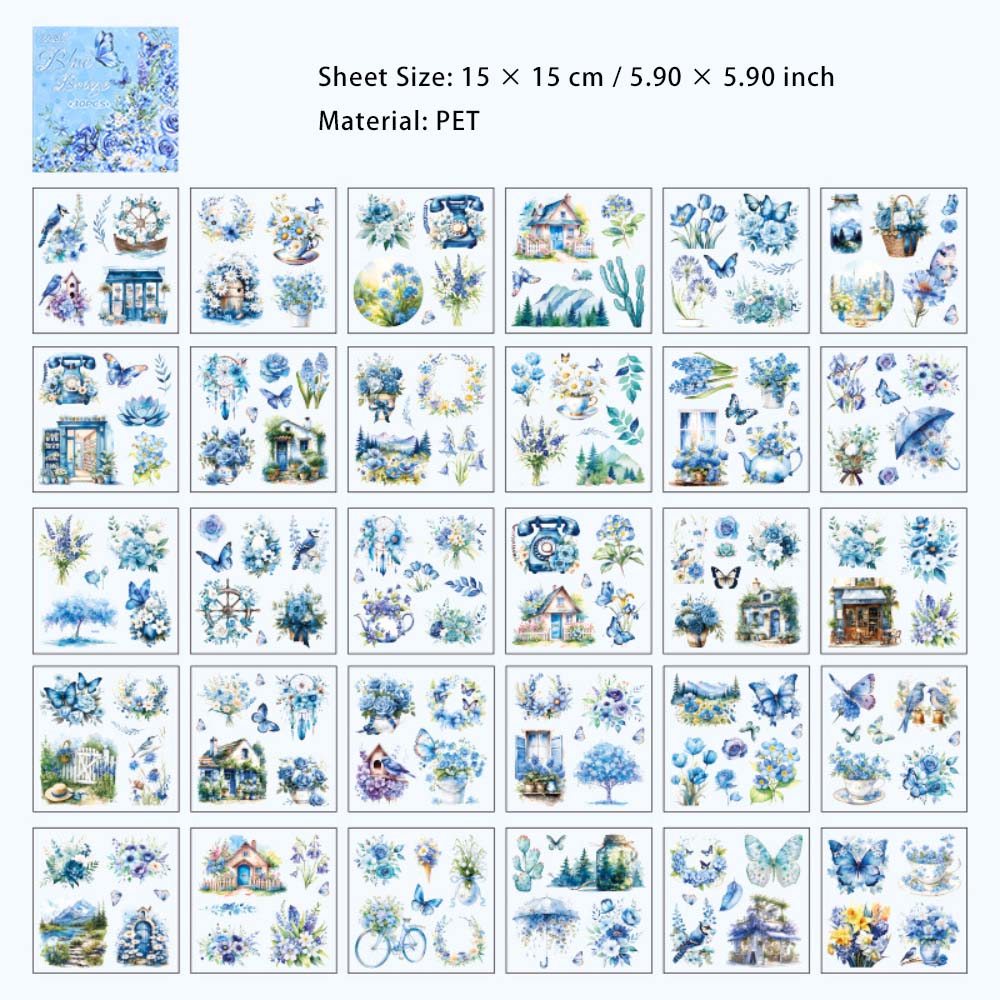 30 Sheets Garden Flower PET Stickers Book WSSL