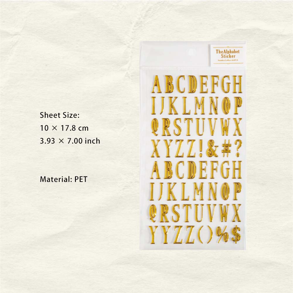 1 Sheet Gold Sliver Alphabet Letter PET Stickers SZYW