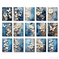 30 Pcs 3D Lace Floral Regal Blue Scrapbook Paper