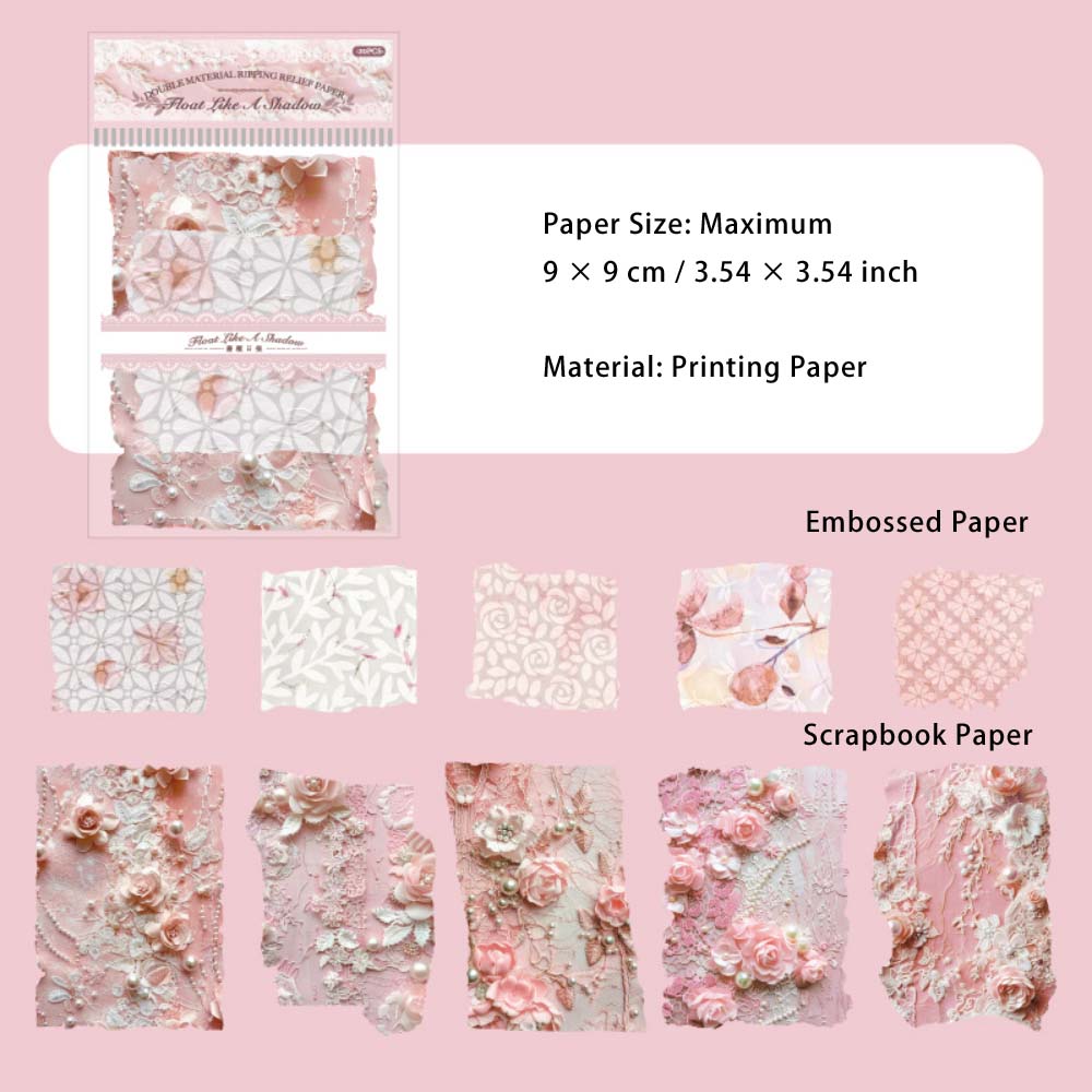 20 Pcs Embossed Paper and Scrapbook Paper FHRY