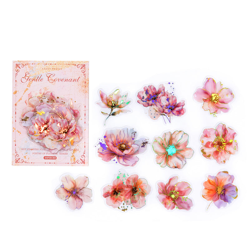 20 Pcs Gilded Flora PET Stickers FHZS06