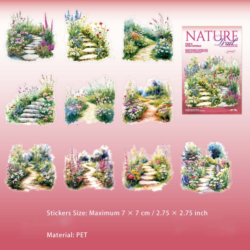 10 Pcs Nature Stairway PET Stickers ZRXL