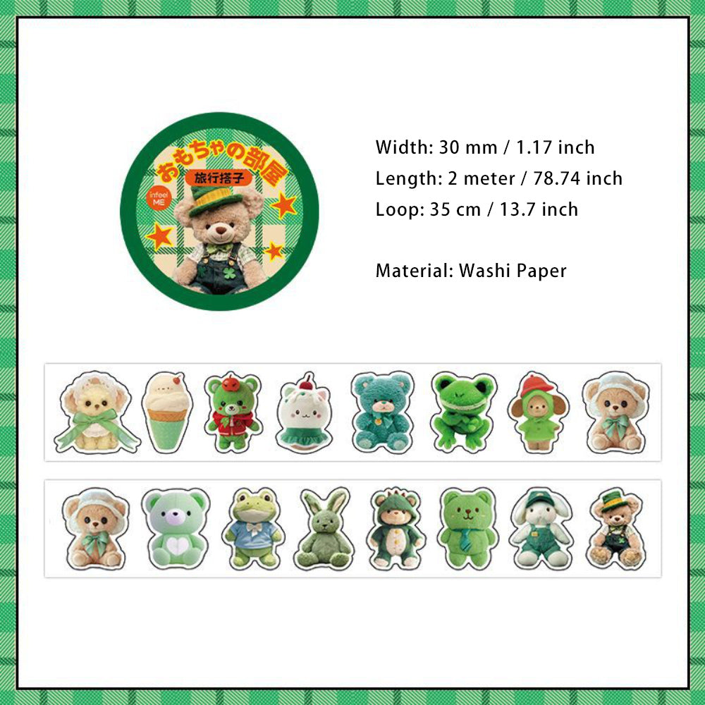 1 Roll Diecut Bear Washi Stickers Tape WOLY