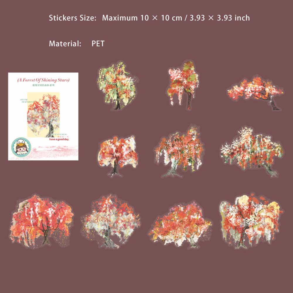 10 Pcs Fantasy Tree PET Stickers CCXHSL