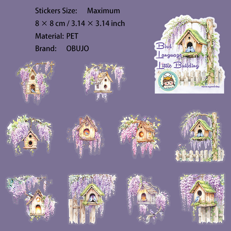10 Pcs Bird Cage PET Stickers NYXZ