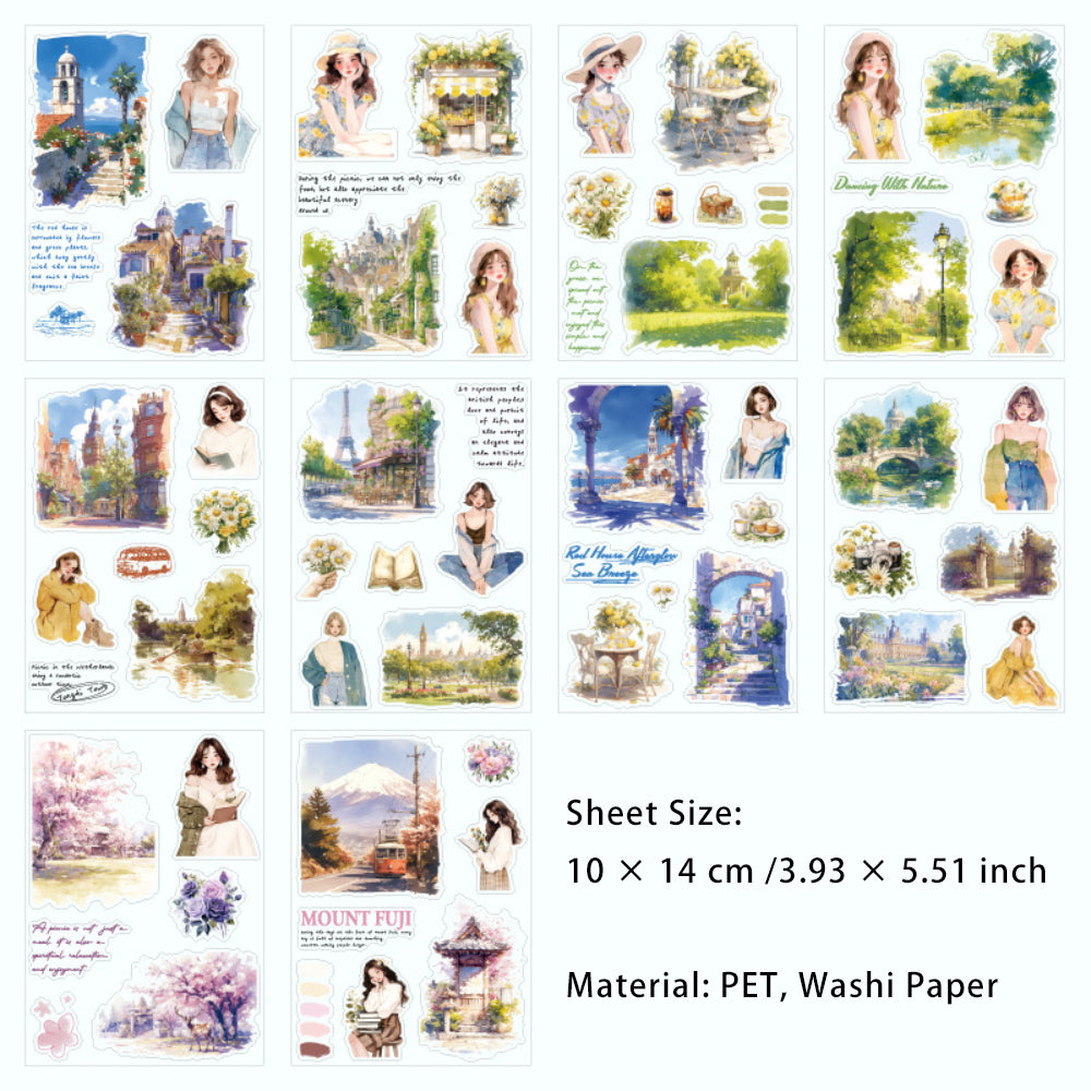 20 Sheets PET Garden Stickers Book YYHT