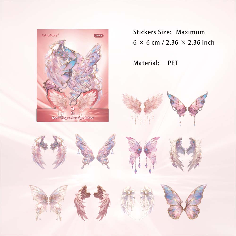 20 Pcs PET Wing Stickers LCXL