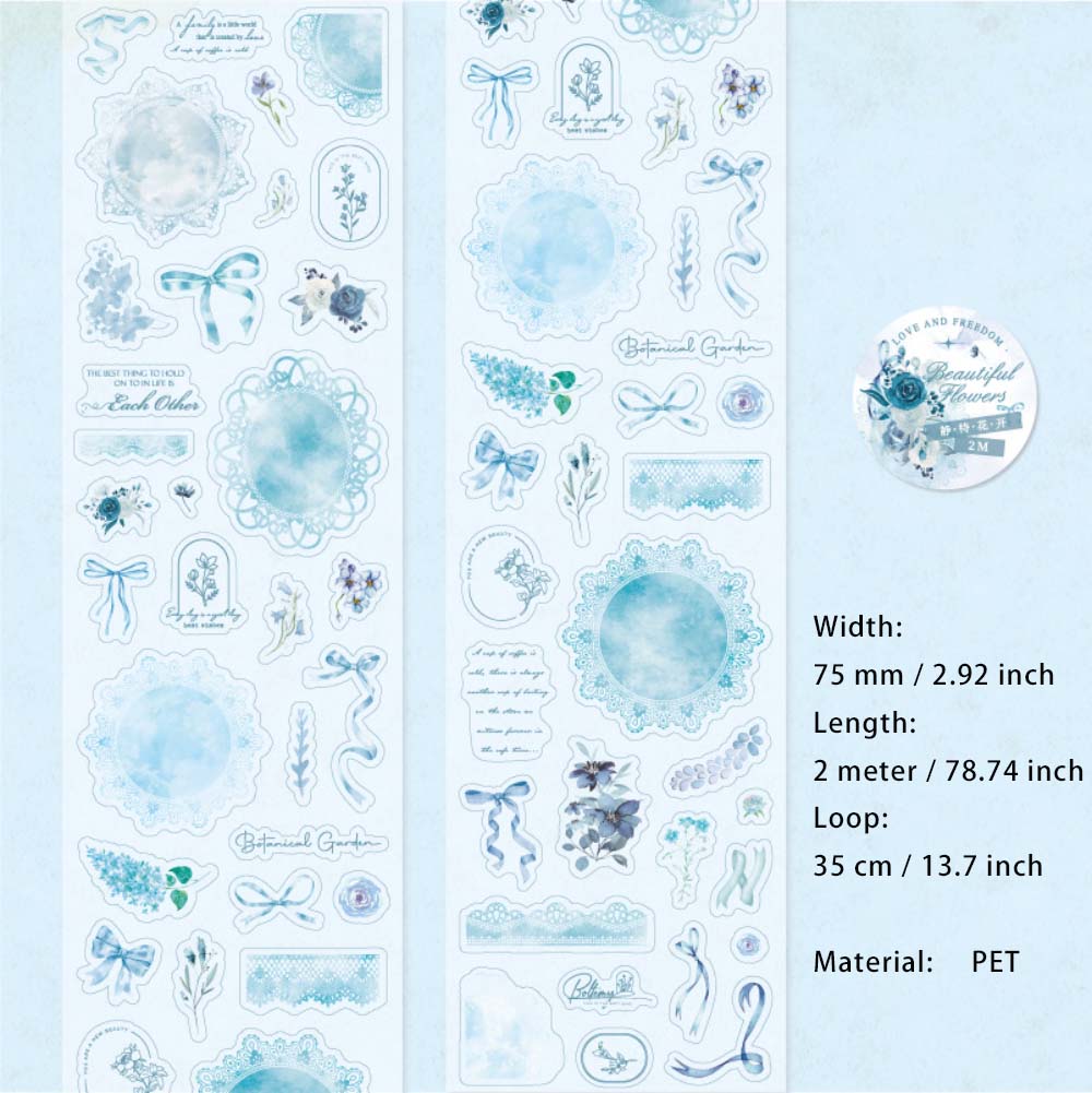 1 Roll Lace Themed Pre-cut PET Stickers Tape LSHY