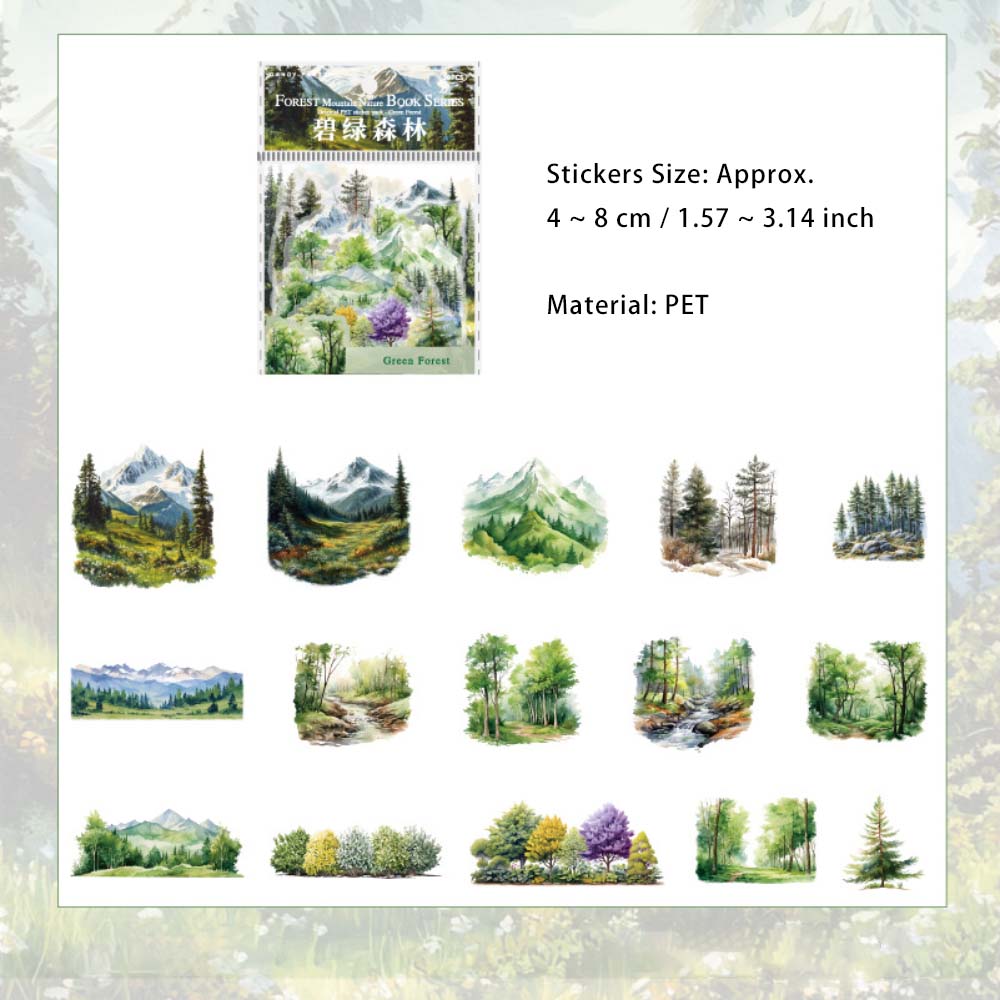 30 Pcs Forest Mountain PET Stickers SLZRCS