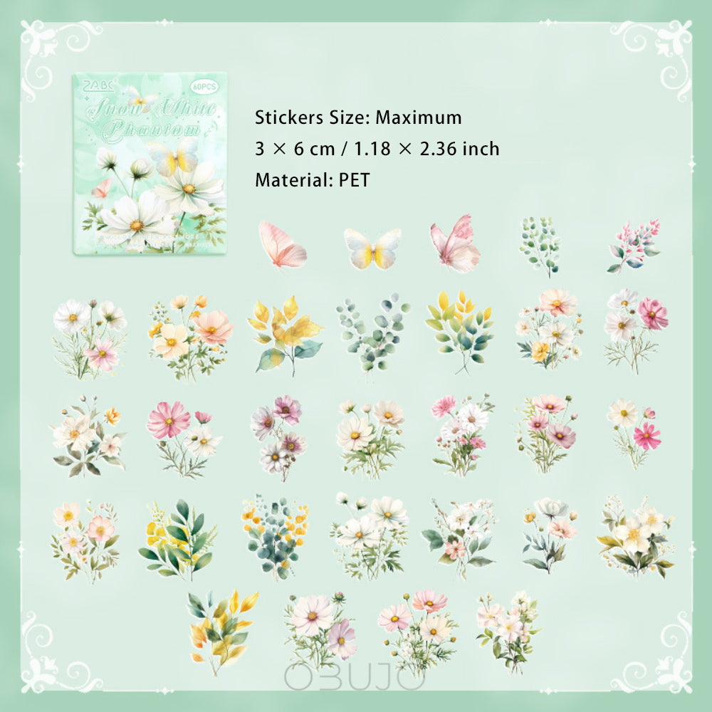 60 Pcs Flower and Butterfly Stickers SJHY