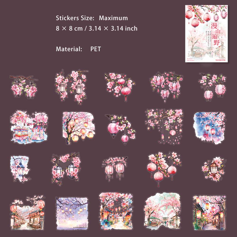 20 Pcs Cheery Blossom PET Stickers MSBY