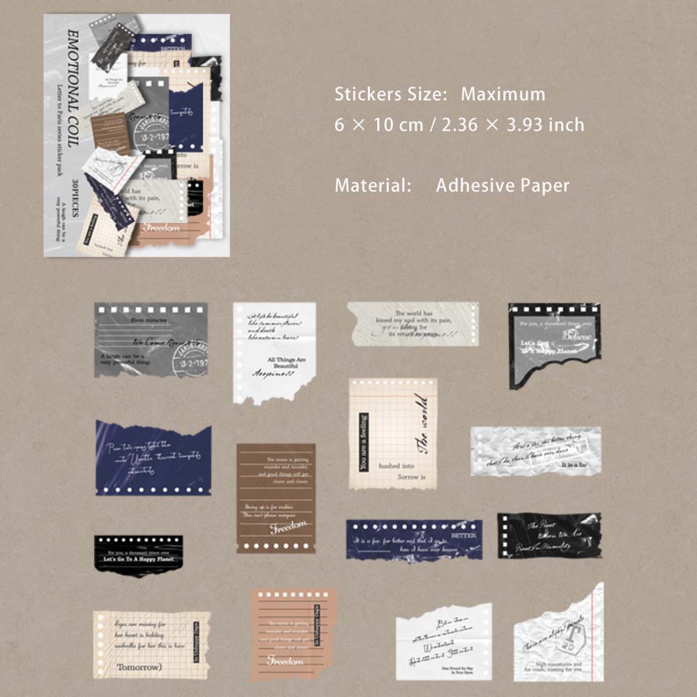 30 Pcs Vintage Junk Journal Stickers GBLDX