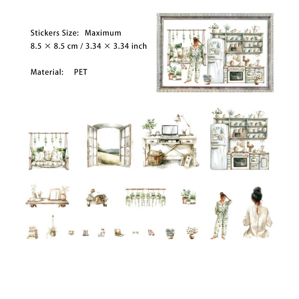 21 Pcs Reading Theme PET Stickers JJSJS