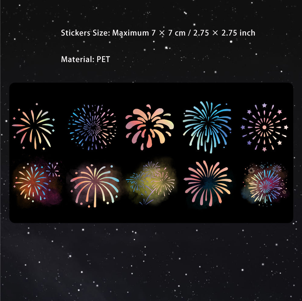 20 Pcs Glitter PET Firework Stickers YHZY