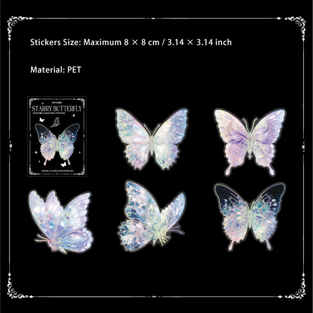 10 Pcs Holographic Glitter PET Stickers YYLH