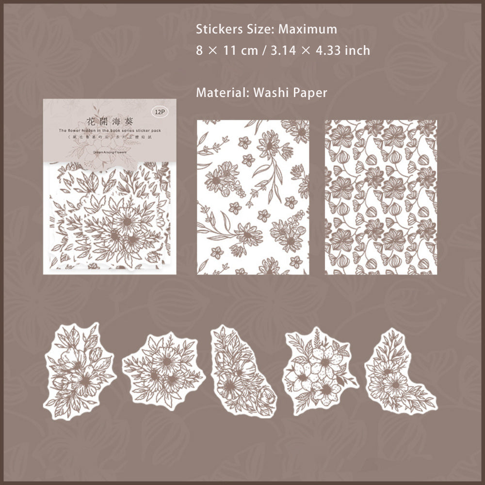 12 Pcs Botanical Foam Washi Stickers CZSLDH