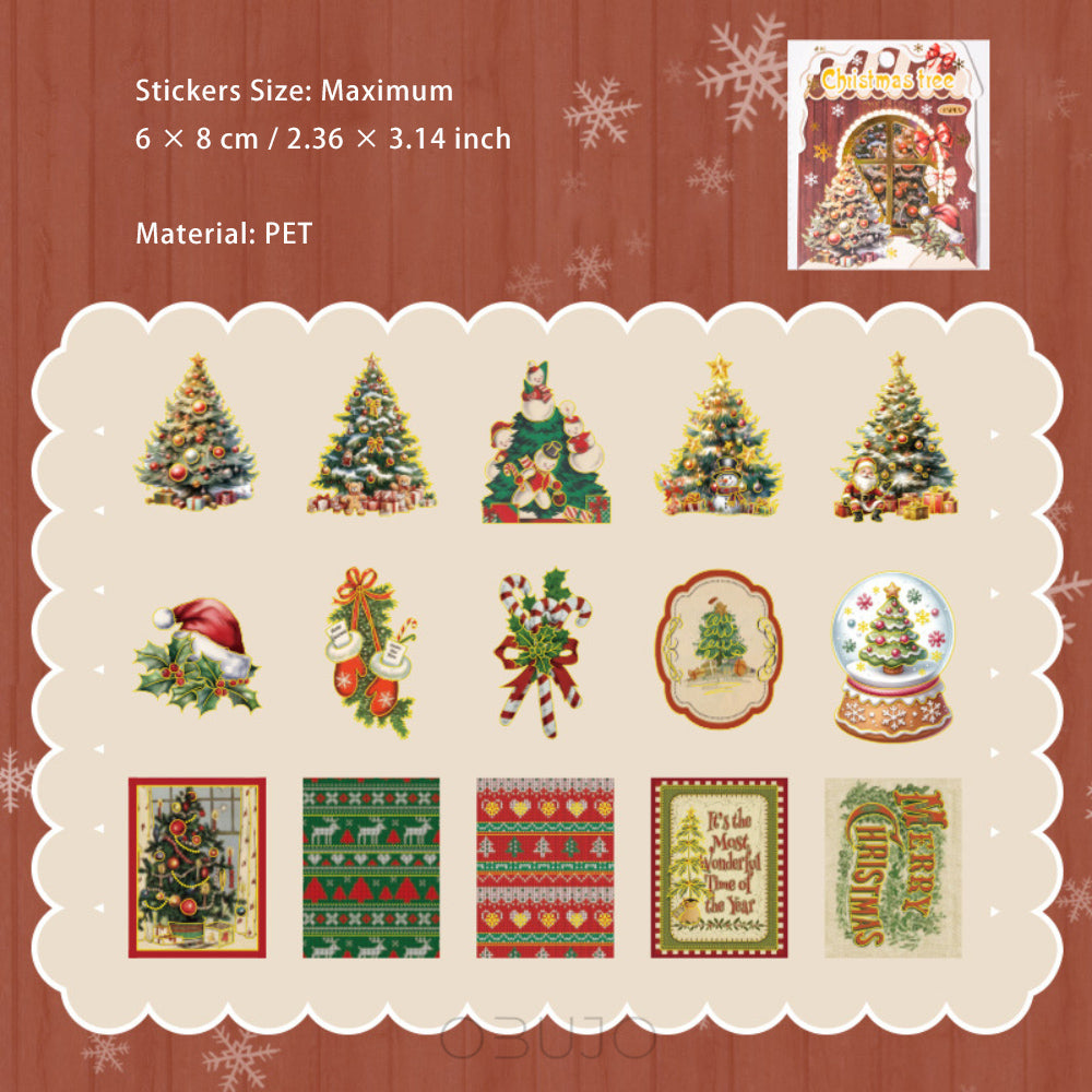 15 Pcs Christmas PET Stickers SDXQ