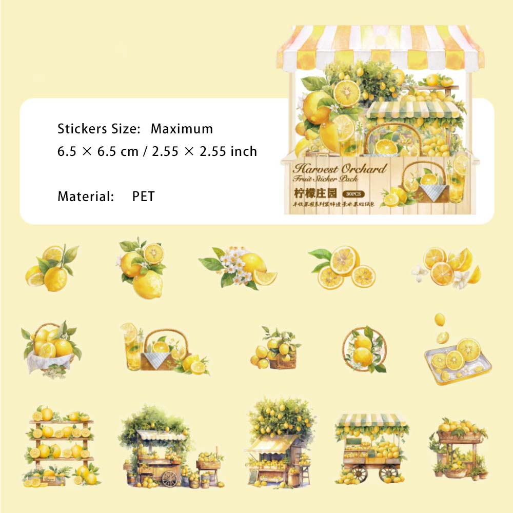 30 Pcs Fruit Shop PET Stickers FSGY