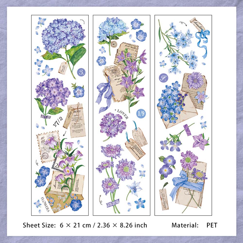 6 Sheets Flower PET Stickers SLLX