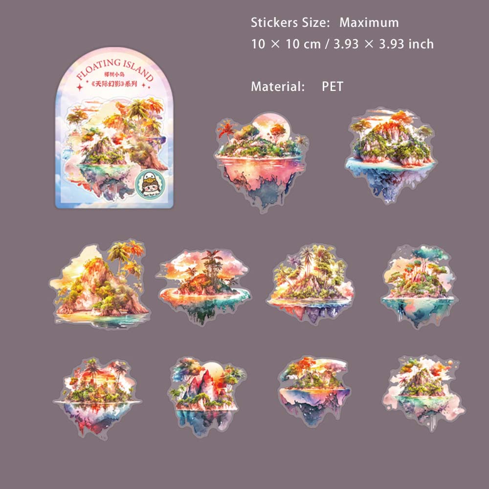 10 Pcs Fantasy Island PET Stickers TJHY