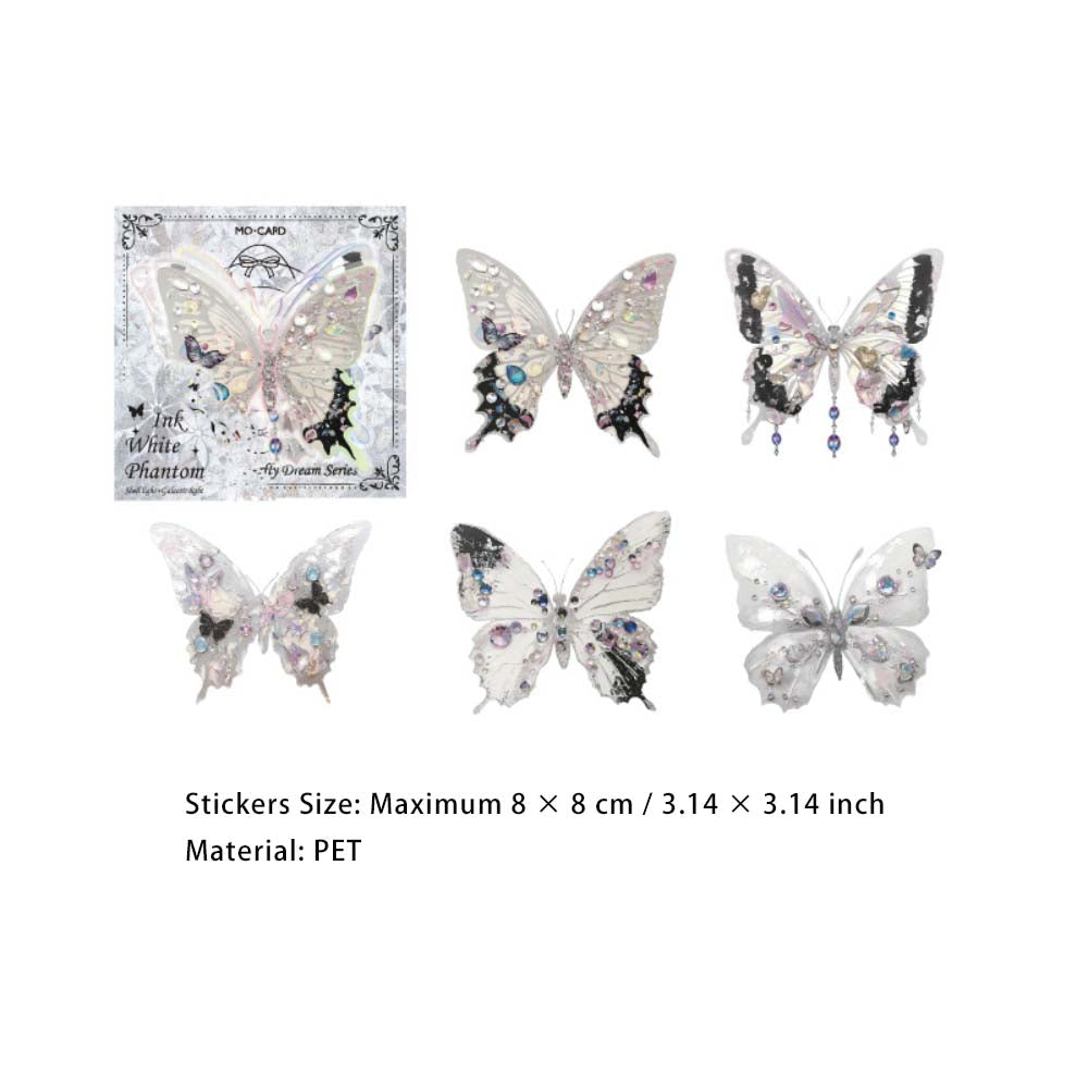 10 Pcs Glitter Butterfly PET Stickers BSDM