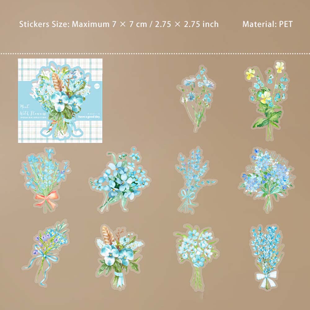 20 Pcs Holographic PET Flower Stickers PHJM