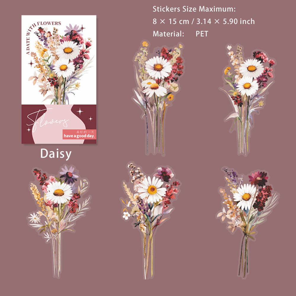 10 Pcs PET Bouquet Flower Stickers YHDYH