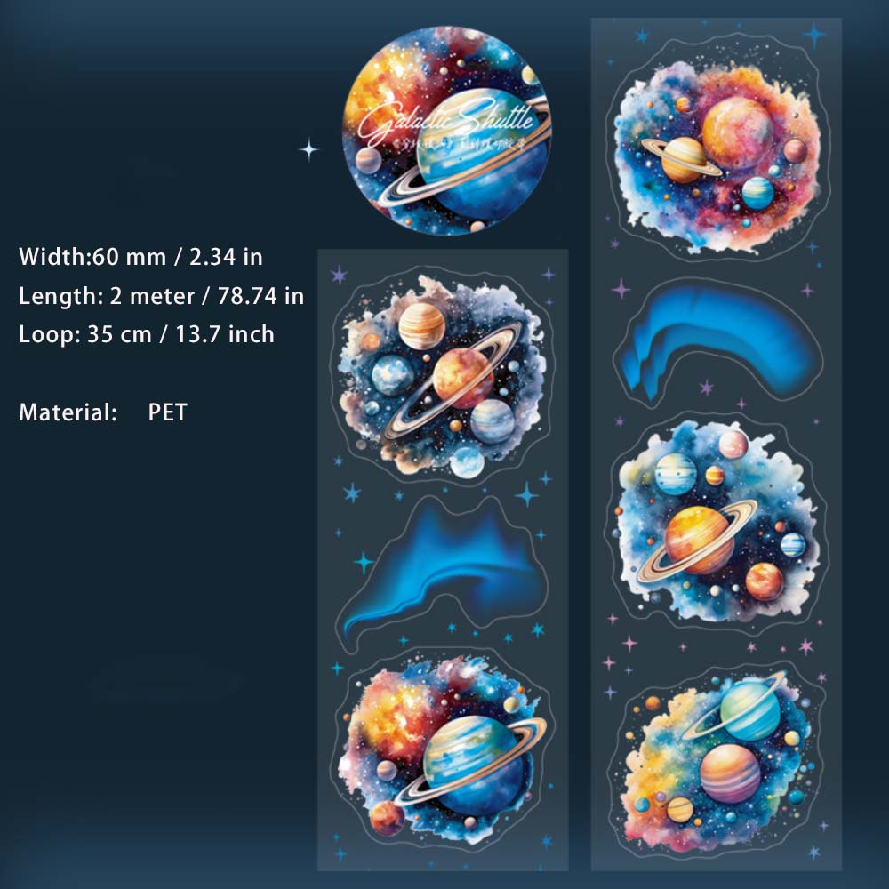 1 Roll Galexy Pre-cut PET Stickers Tape CSYH