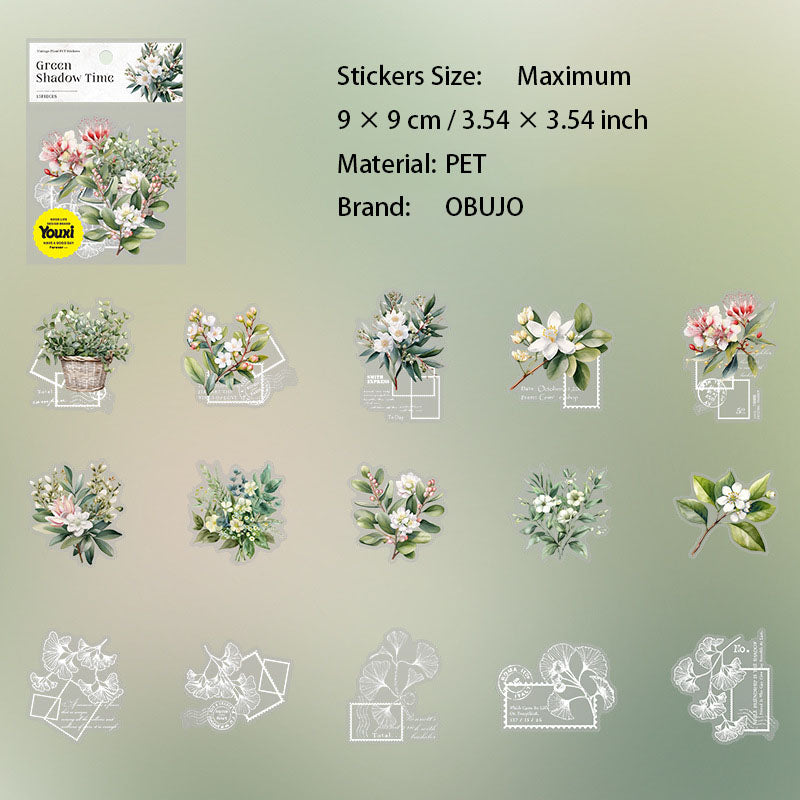 15 Pcs Plant Leaf PET Stickers LYSG