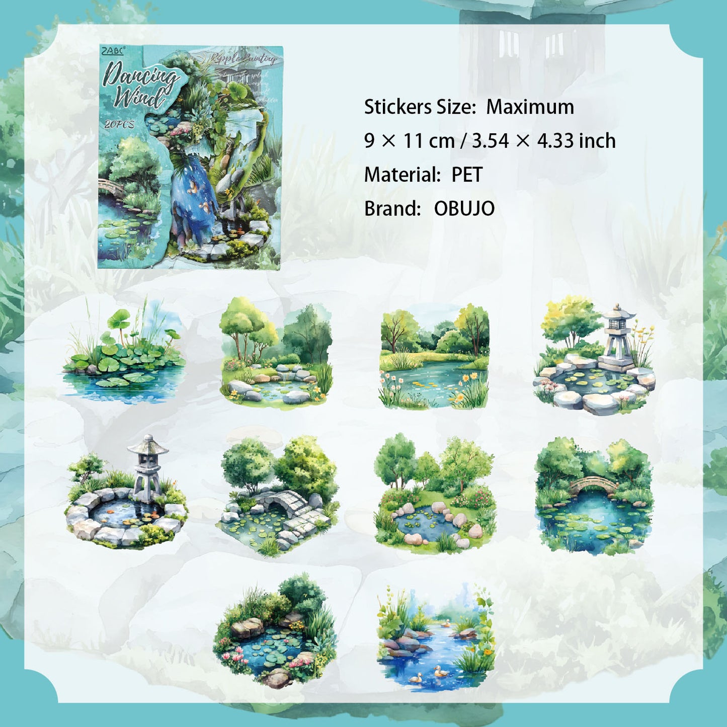 20 Pcs Pond Pool PET Stickers LYHY