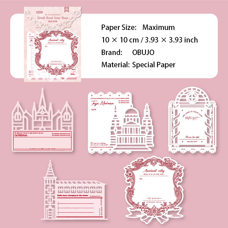 10 Pcs Travel Theme Journal Paper ZYSJ
