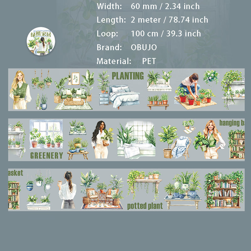 1 Roll Green Lifestyle PET Sticekrs Tape LZJJ