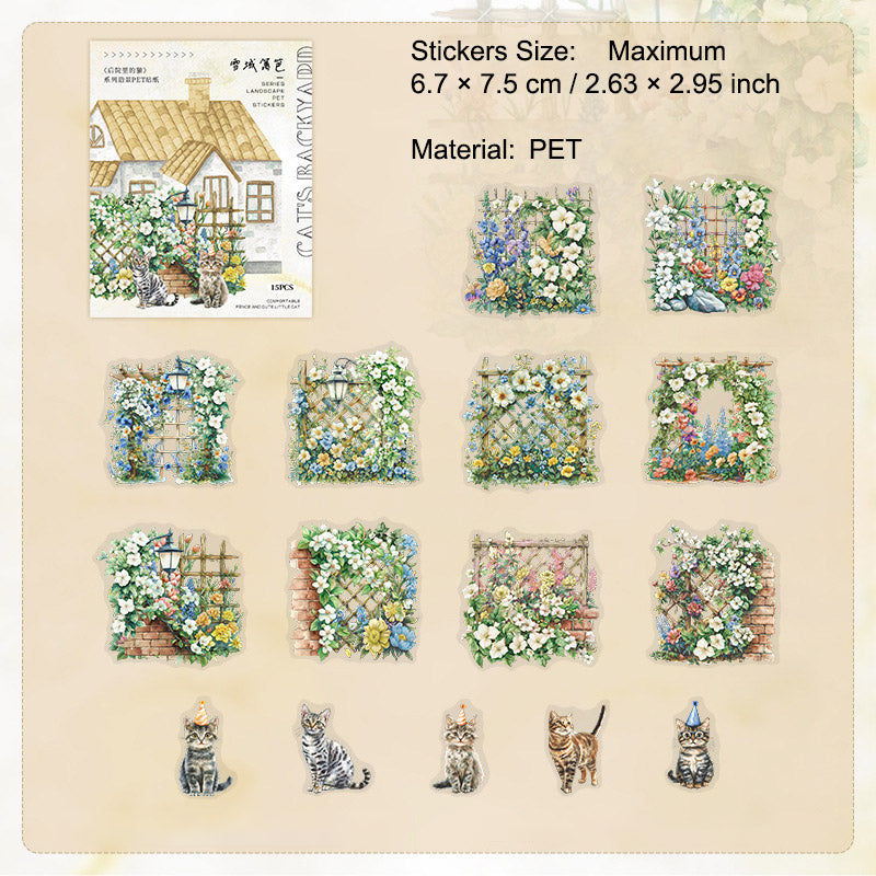30 Pcs Garden Cat PET Stickers HYLDM