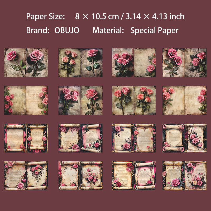 96 Sheets Vintage Rose Journal Paper MGDX