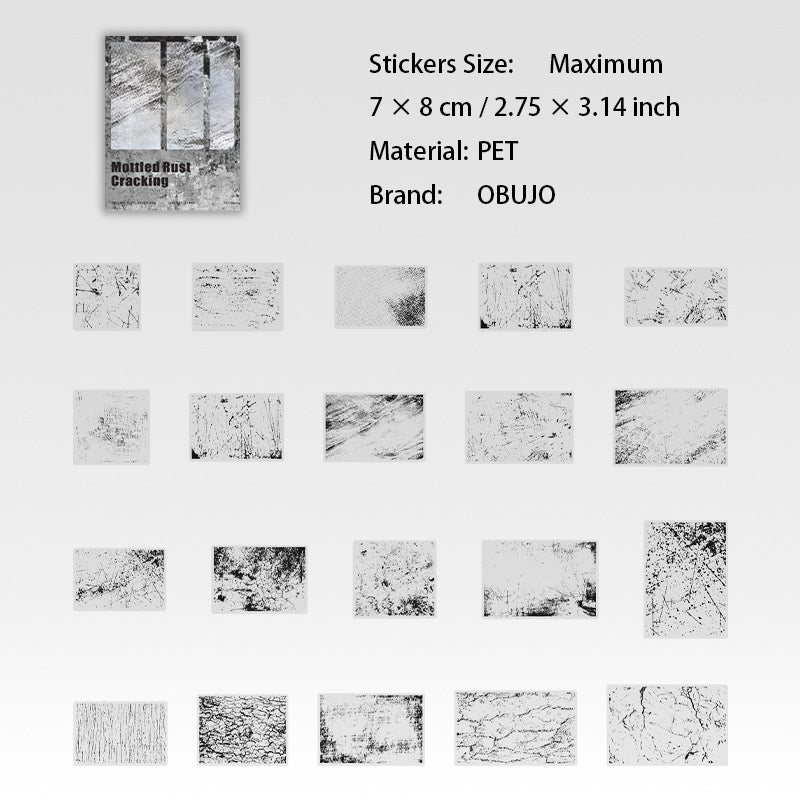 20 Pcs Cracked Old Traces PET Stickers BBXL