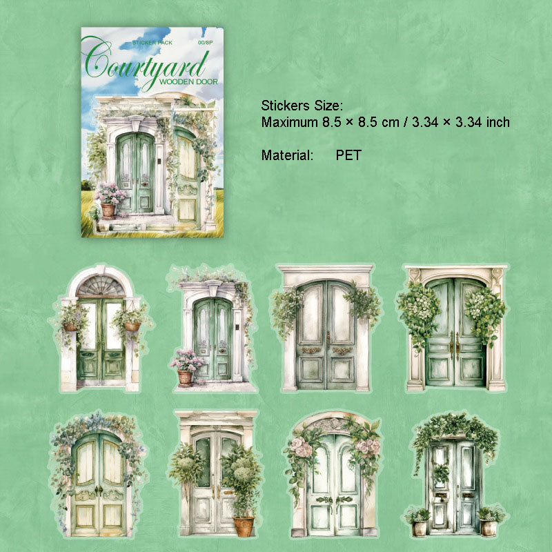 8 Pcs Wooden Door PET Stickers TYMM