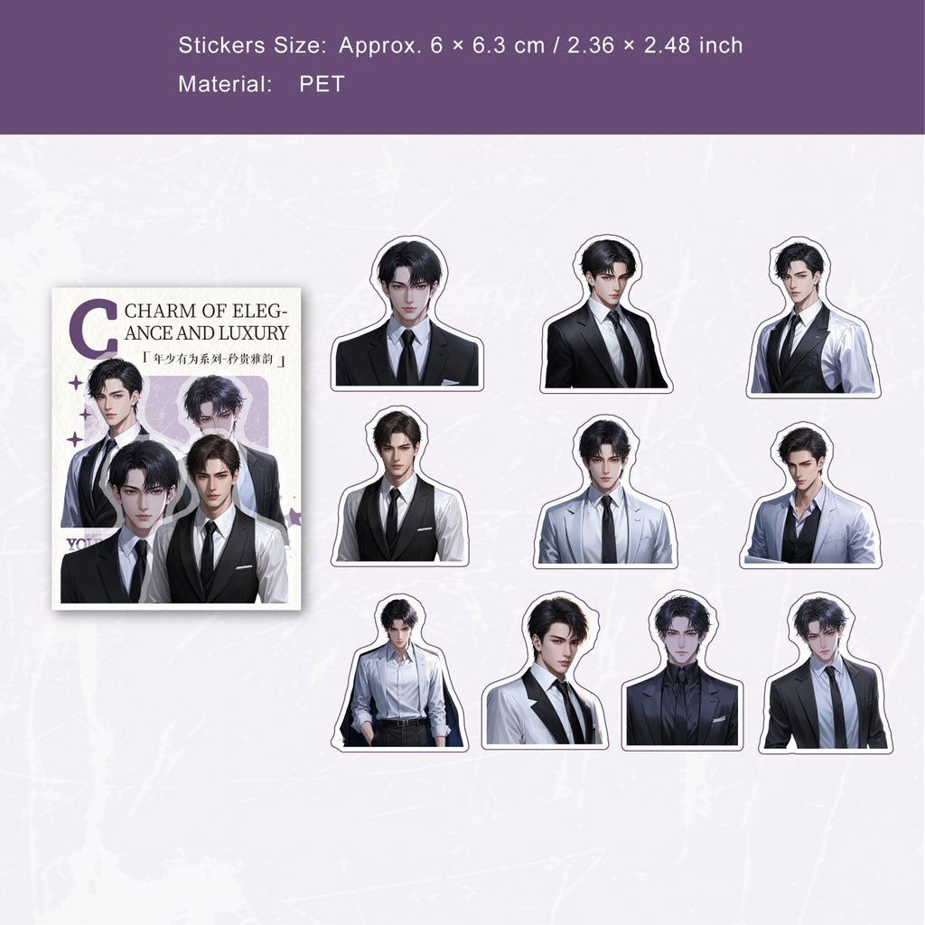 20 Pcs Handsome Boy PET Stickers NSYW