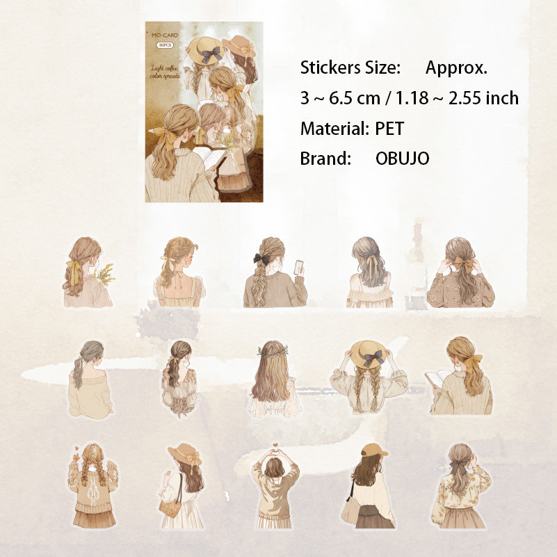 30Pcs Girl Turning Moment PET Stickers ZSSK