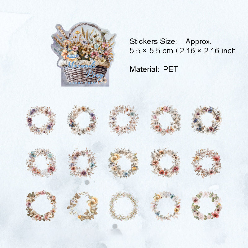 30 Pcs Flower Theme PET Stickers SLXZ
