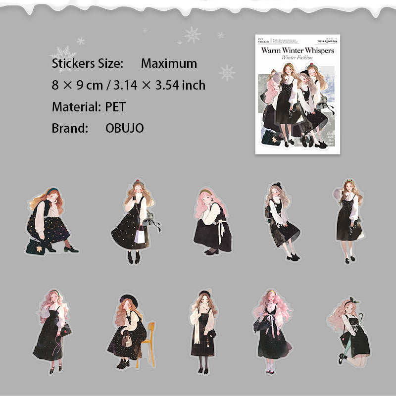 20 Pcs Winter Girl PET Stickers NDXY