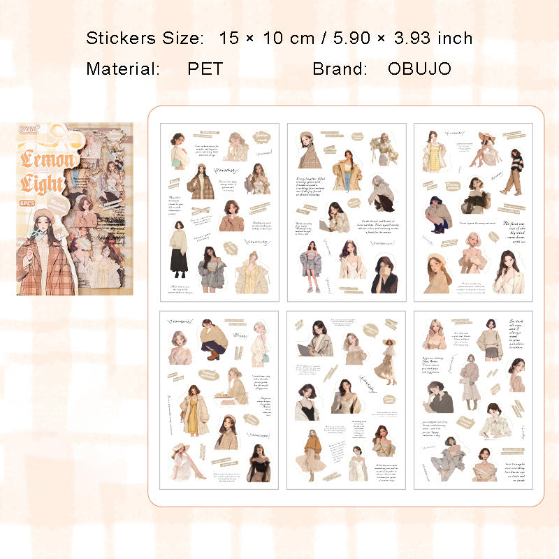 6 Sheets Urban Fashion Girl PET Stickers RGXY