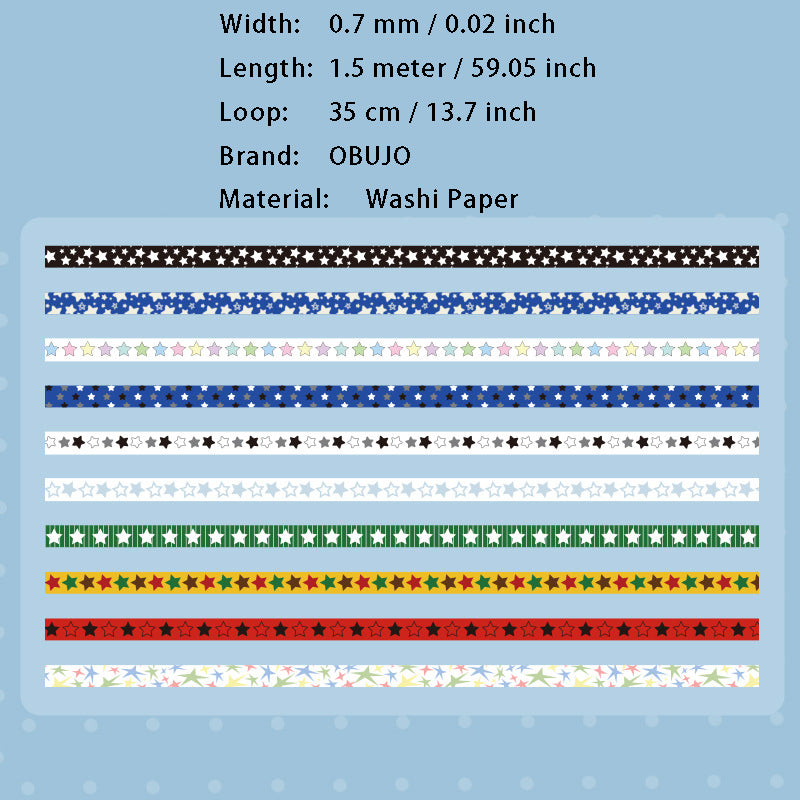 10 Rolls Star Grid Stripe Washi Tape Set ZHSJ