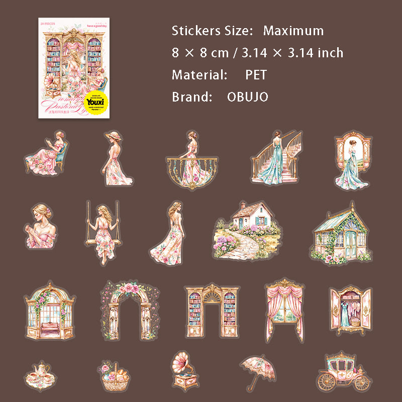 20 Pcs Garden Lady PET Stickers LMTYSH